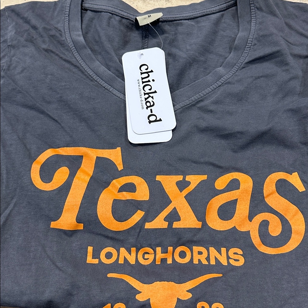 Texas Longhorns Ladies Chicka-D Gray Vintage Worn T-Shirt Tee NWT Size S - Picture 4 of 7